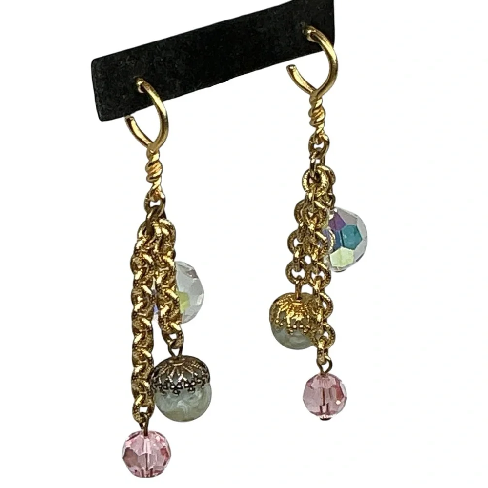 Vintage Earring Lot Gold-Tone Dangle Pierced